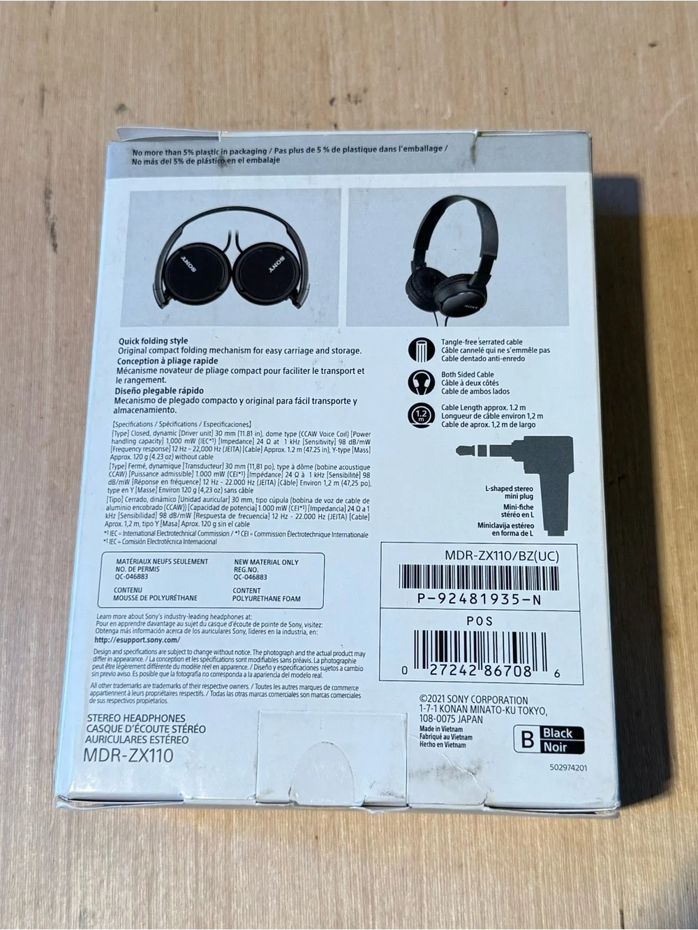 Sony MDR‑ZX110 Brand New Wired On‑Ear Headphones Black Read Description Below!